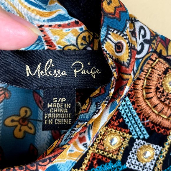 Melissa Paige Boho Southwestern Chiffon Blouse S - Picture 6 of 11